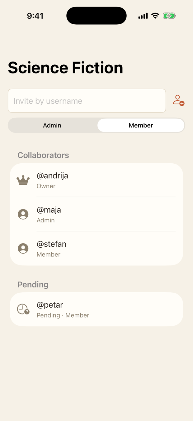 Collaborators sharing a project